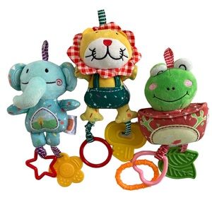 Lot - Tumama Plush Lion Elephant Frog Hanging Rattle Teether Activity Toys 2021